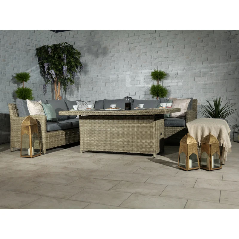 Wentworth Rattan Garden Corner Sofa by Royalcraft - 8 Seats Grey Cushions - Image 4