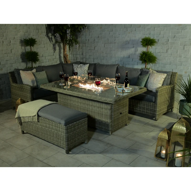 Wentworth Rattan Garden Corner Sofa by Royalcraft - 8 Seats Grey Cushions - Image 9