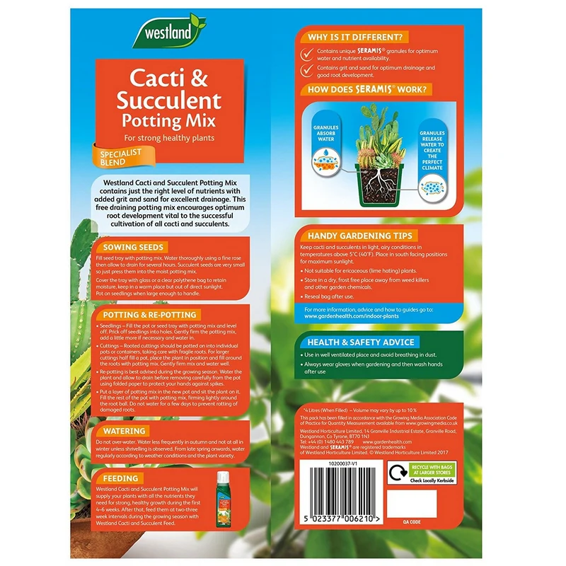 Westland Cacti And Succulent Potting Compost Mix 4 Litre - Image 2