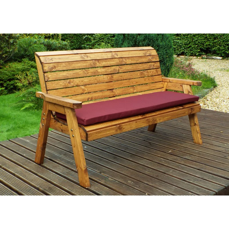 Winchester Garden Bench by Charles Taylor - 3 Seats Burgundy Cushions - Image 2