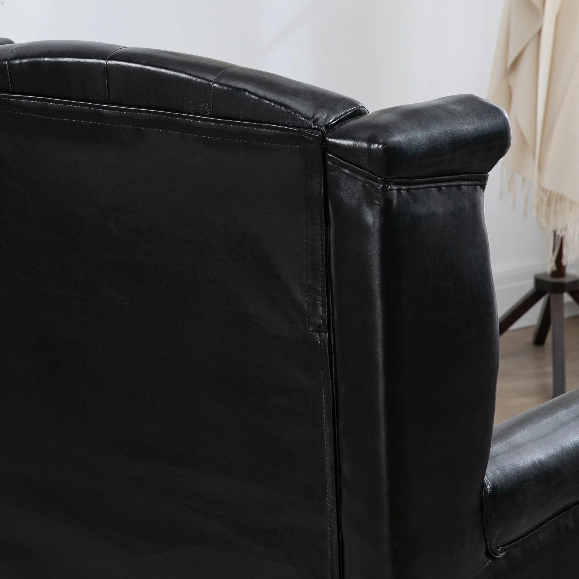 Wingback Accent Chair Tufted Chesterfield-style Armchair with Nail Head Trim for Living Room Bedroom Black - Image 9
