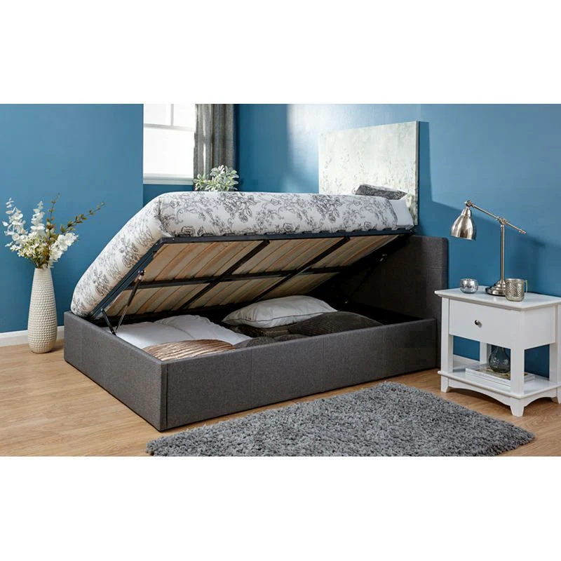 Winston Double Ottoman Bed Fabric Grey 5 x 7ft - Image 4