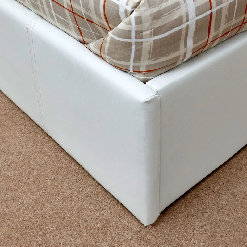Winston Double Ottoman Bed Faux Leather White 5 x 7ft - Image 3