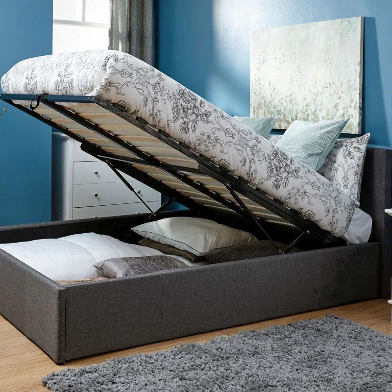 Winston King Size Ottoman Bed Fabric Grey 5 x 7ft - Image 2