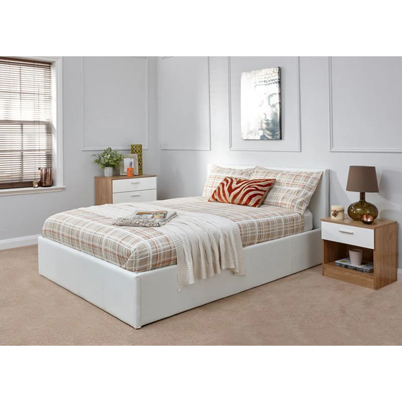 Winston King Size Ottoman Bed Faux Leather White 5 x 7ft - Image 5