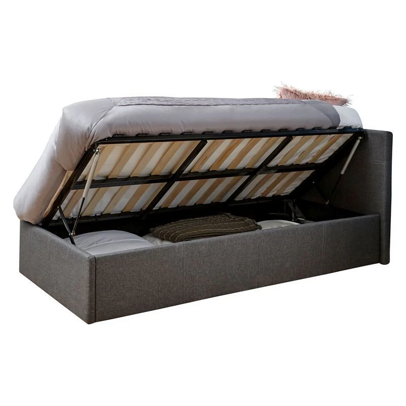 Winston Single Ottoman Bed Fabric Grey 3 x 7ft - Image 2