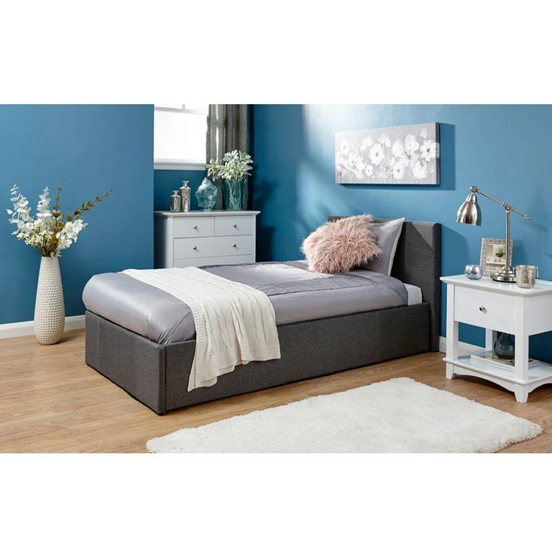 Winston Single Ottoman Bed Fabric Grey 3 x 7ft - Image 3