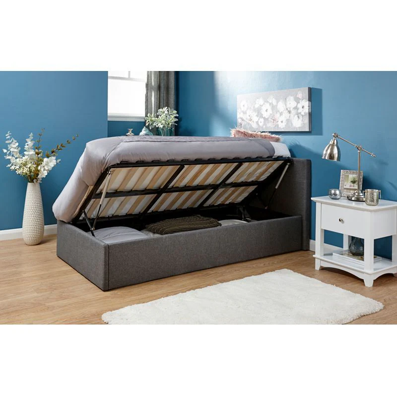 Winston Single Ottoman Bed Fabric Grey 3 x 7ft - Image 4