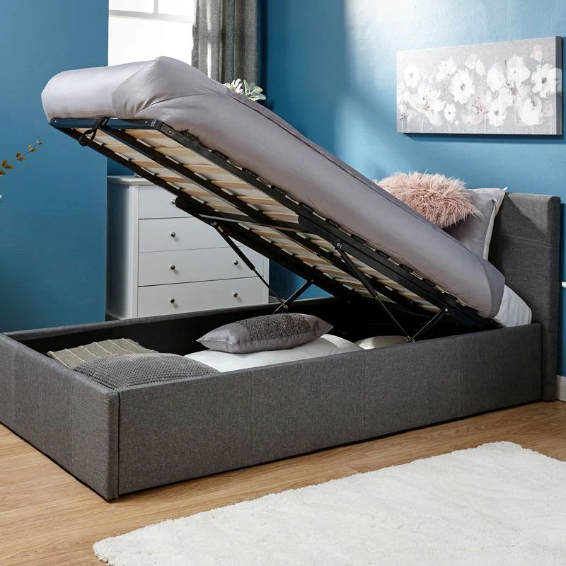 Winston Single Ottoman Bed Fabric Grey 3 x 7ft - Image 2