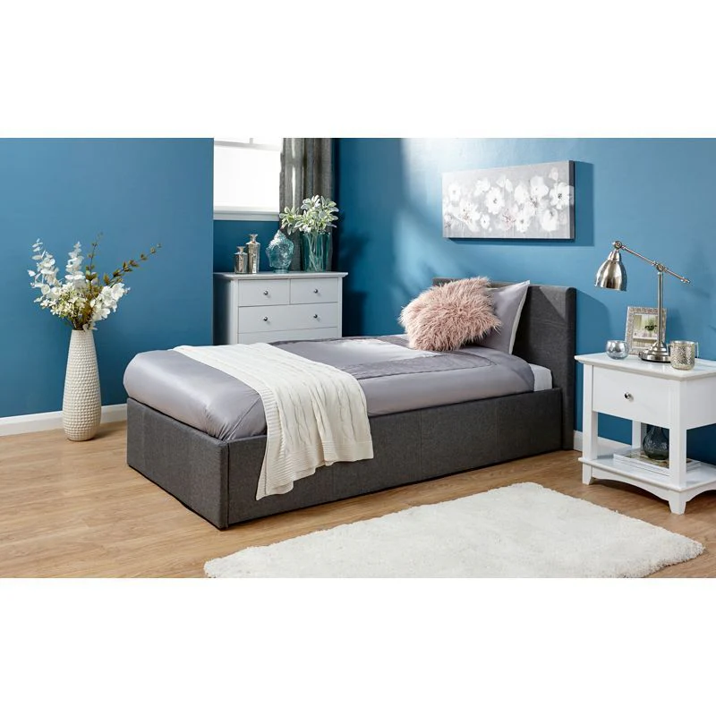 Winston Single Ottoman Bed Fabric Grey 3 x 7ft - Image 3