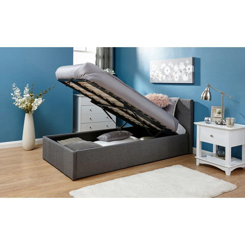 Winston Single Ottoman Bed Fabric Grey 3 x 7ft - Image 4