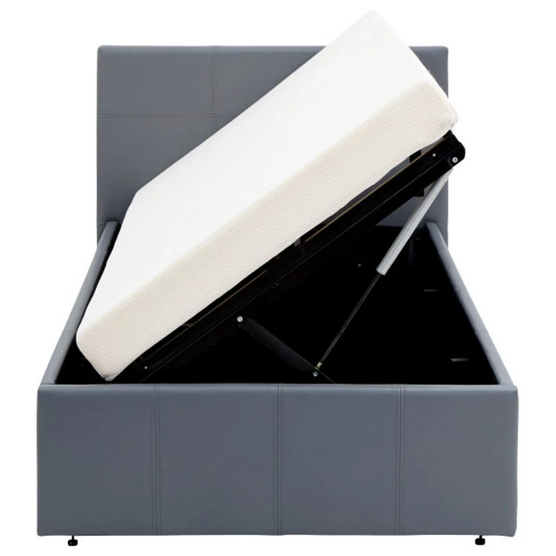 Winston Single Ottoman Bed Faux Leather Black 3 x 7ft - Image 10