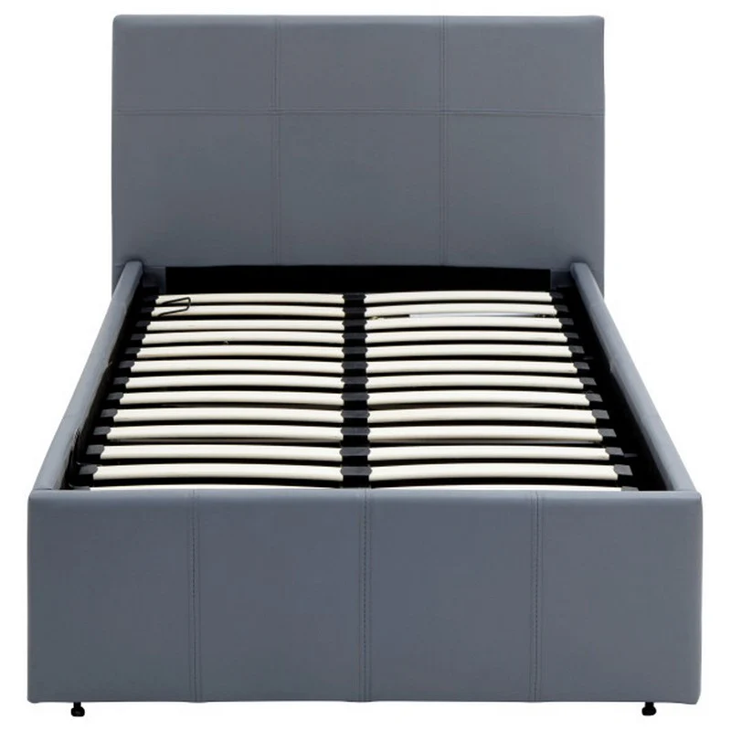 Winston Single Ottoman Bed Faux Leather Black 3 x 7ft - Image 6