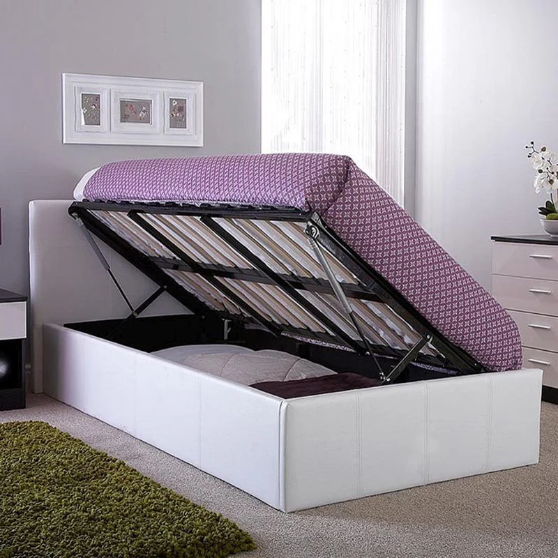 Winston Single Ottoman Bed Faux Leather White 3 x 7ft - Image 2