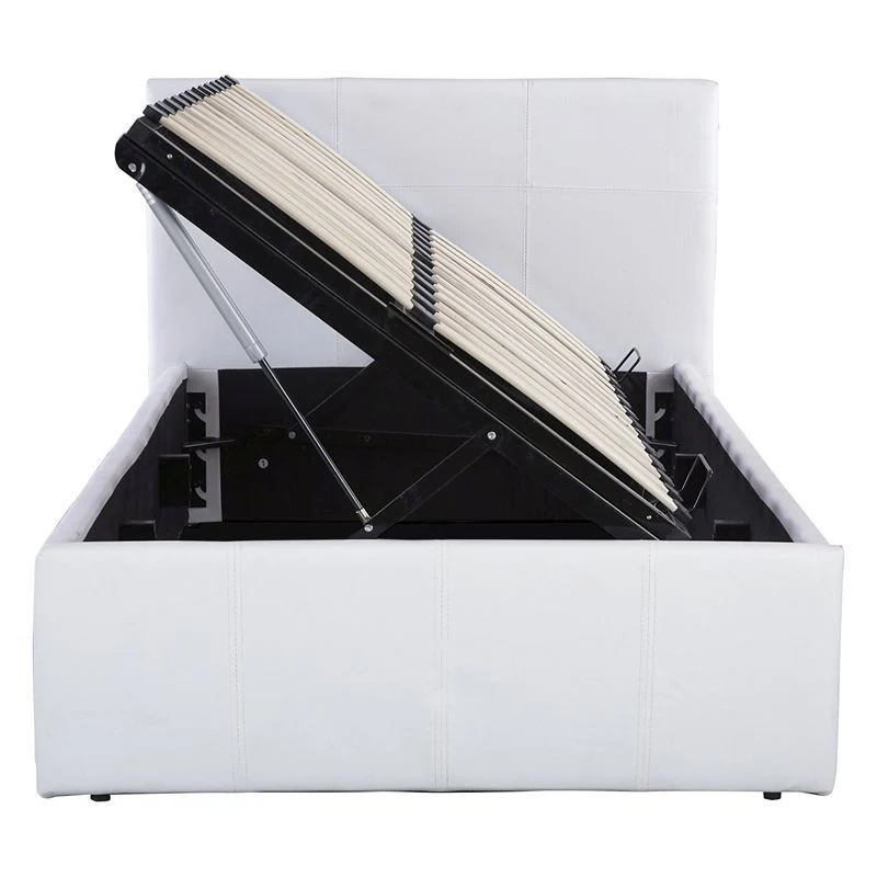 Winston Single Ottoman Bed Faux Leather White 3 x 7ft - Image 4