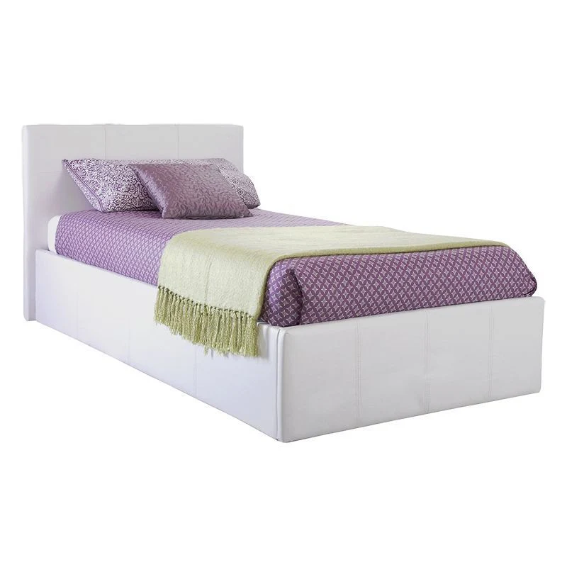 Winston Single Ottoman Bed Faux Leather White 3 x 7ft - Image 5