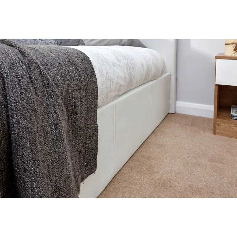Winston Single Ottoman Bed Faux Leather White 3 x 7ft - Image 4