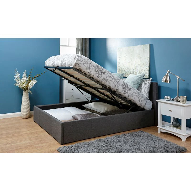 Winston Small Double Ottoman Bed Fabric Black 4 x 7ft - Image 4