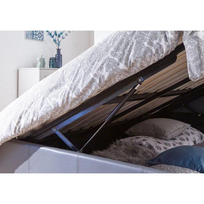 Winston Small Double Ottoman Bed Faux Leather Grey 4 x 7ft - Image 3