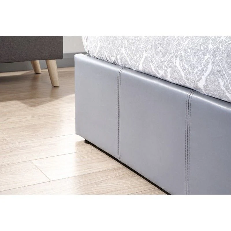 Winston Small Double Ottoman Bed Faux Leather Grey 4 x 7ft - Image 5