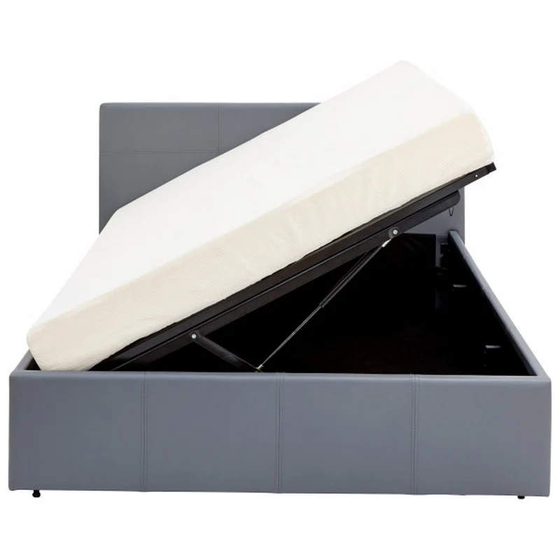 Winston Small Double Ottoman Bed Faux Leather Grey 4 x 7ft - Image 9
