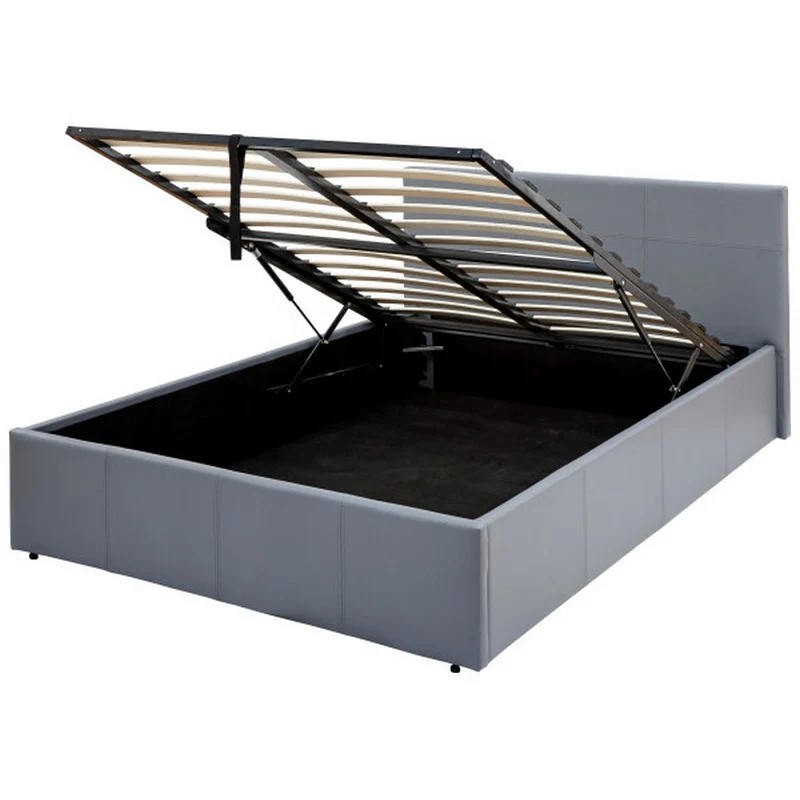 Winston Small Double Ottoman Bed Faux Leather Grey 4 x 7ft - Image 9