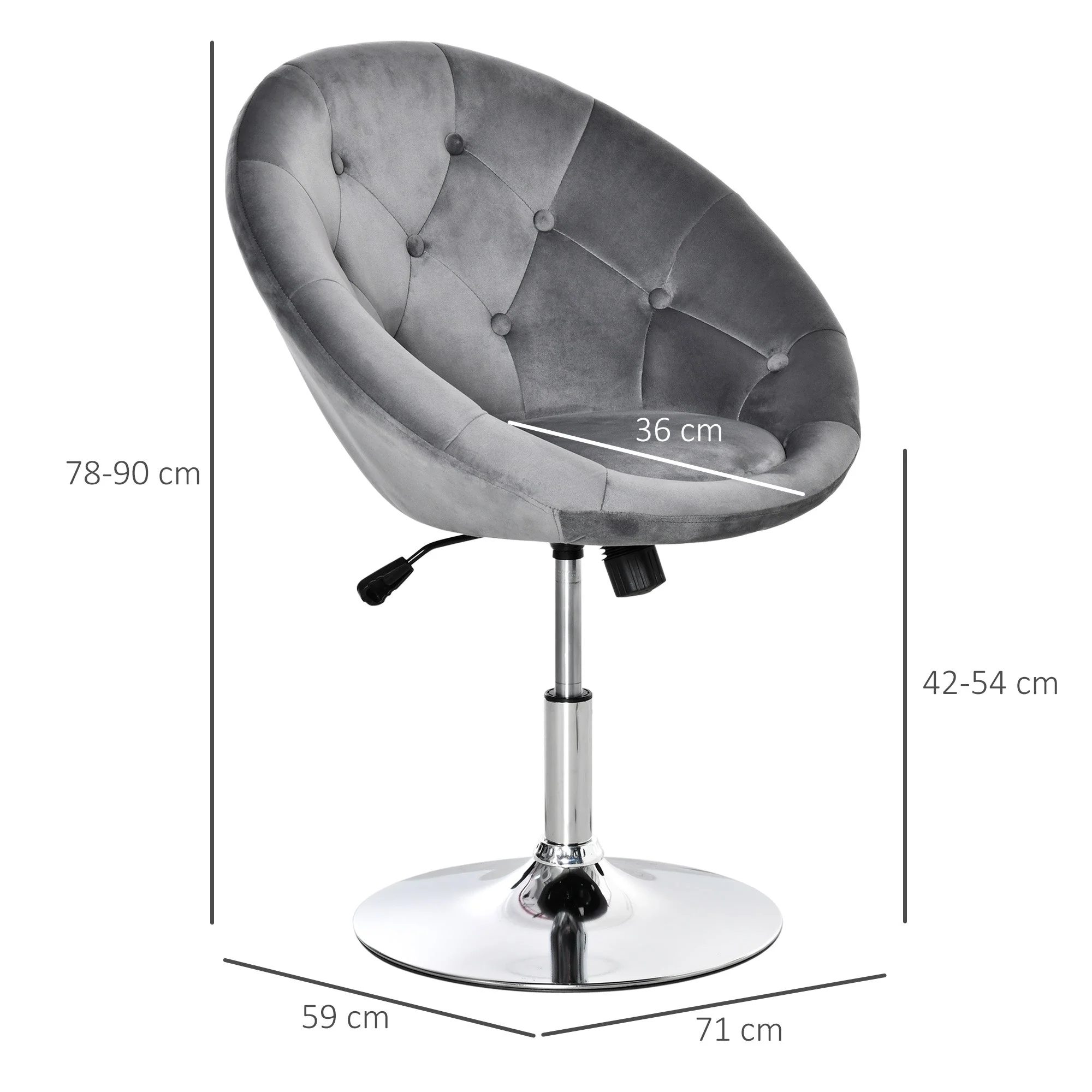 wivel Dining Height Bar Stool Adjustable Height Armless Tub Chair Grey - Image 3