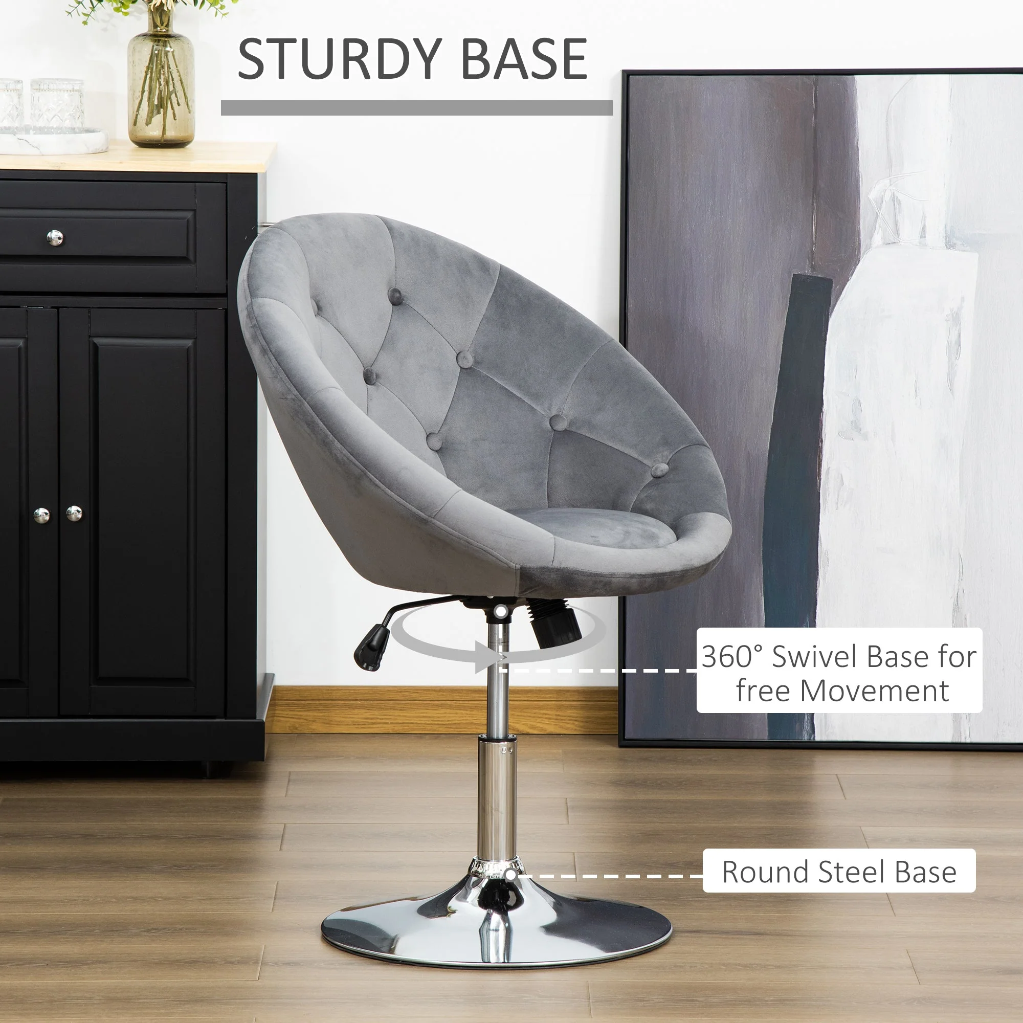 wivel Dining Height Bar Stool Adjustable Height Armless Tub Chair Grey - Image 6
