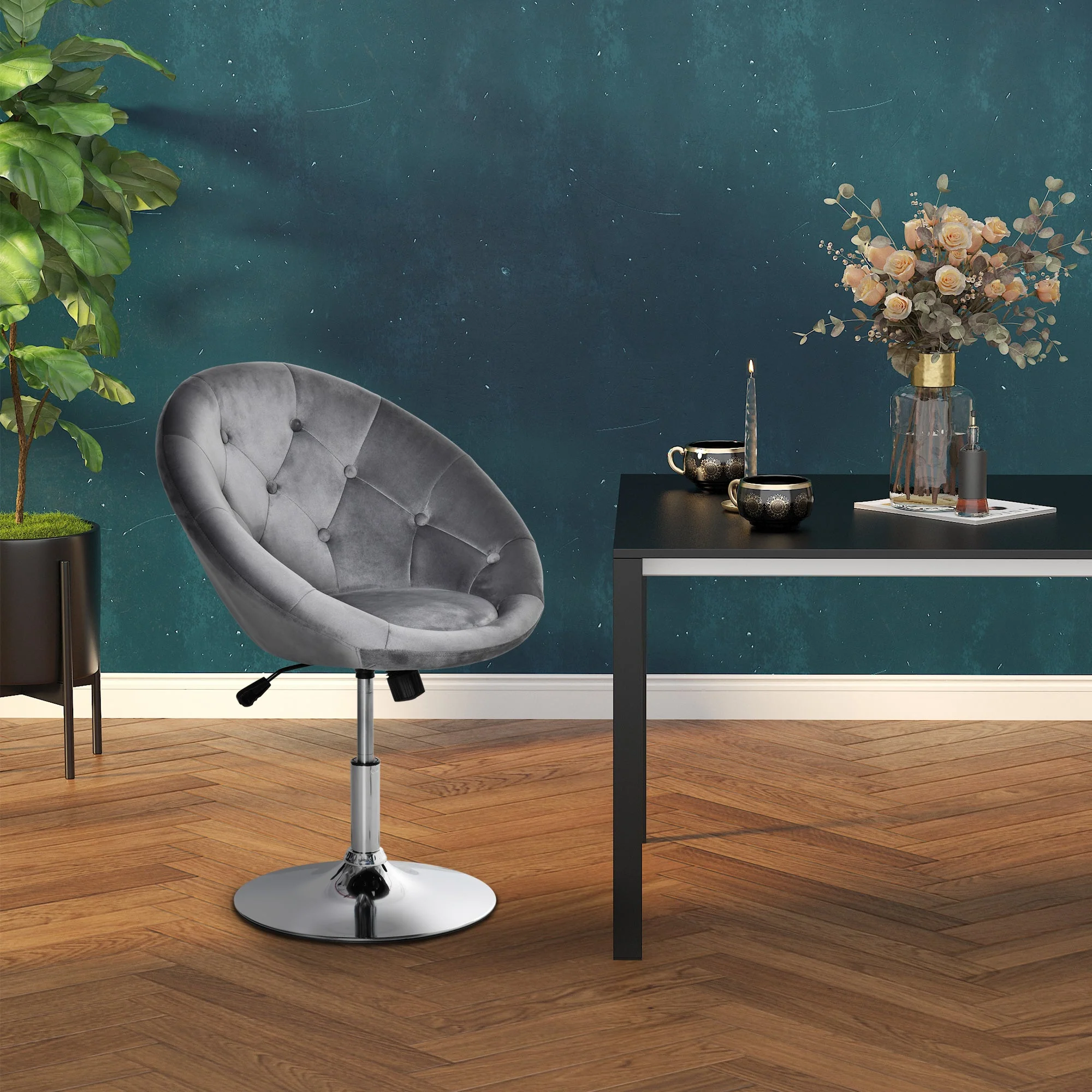 wivel Dining Height Bar Stool Adjustable Height Armless Tub Chair Grey - Image 7