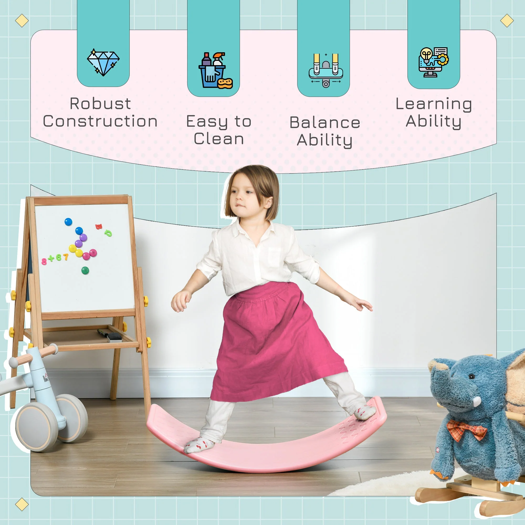 Wobble Balance Board 3 to 6 Years Pink by Zonekiz - Image 5