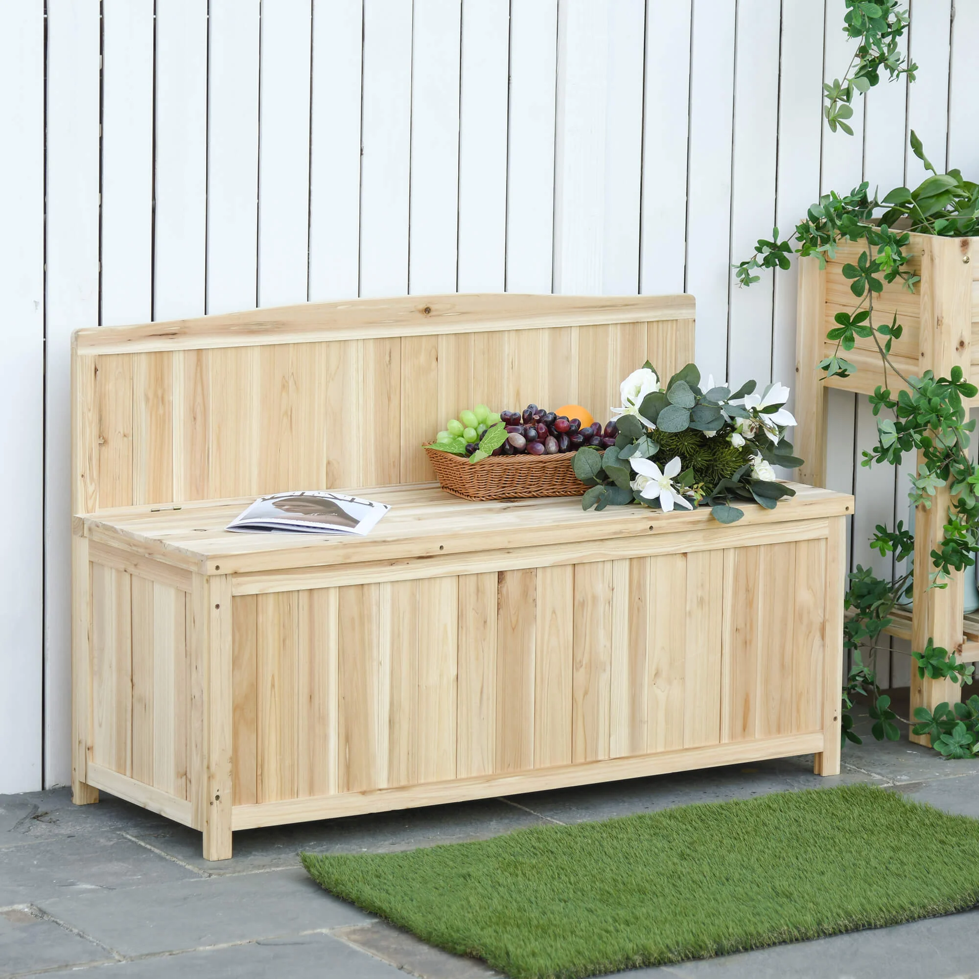 Wood Storage Bench for Patio Furniture - Image 2