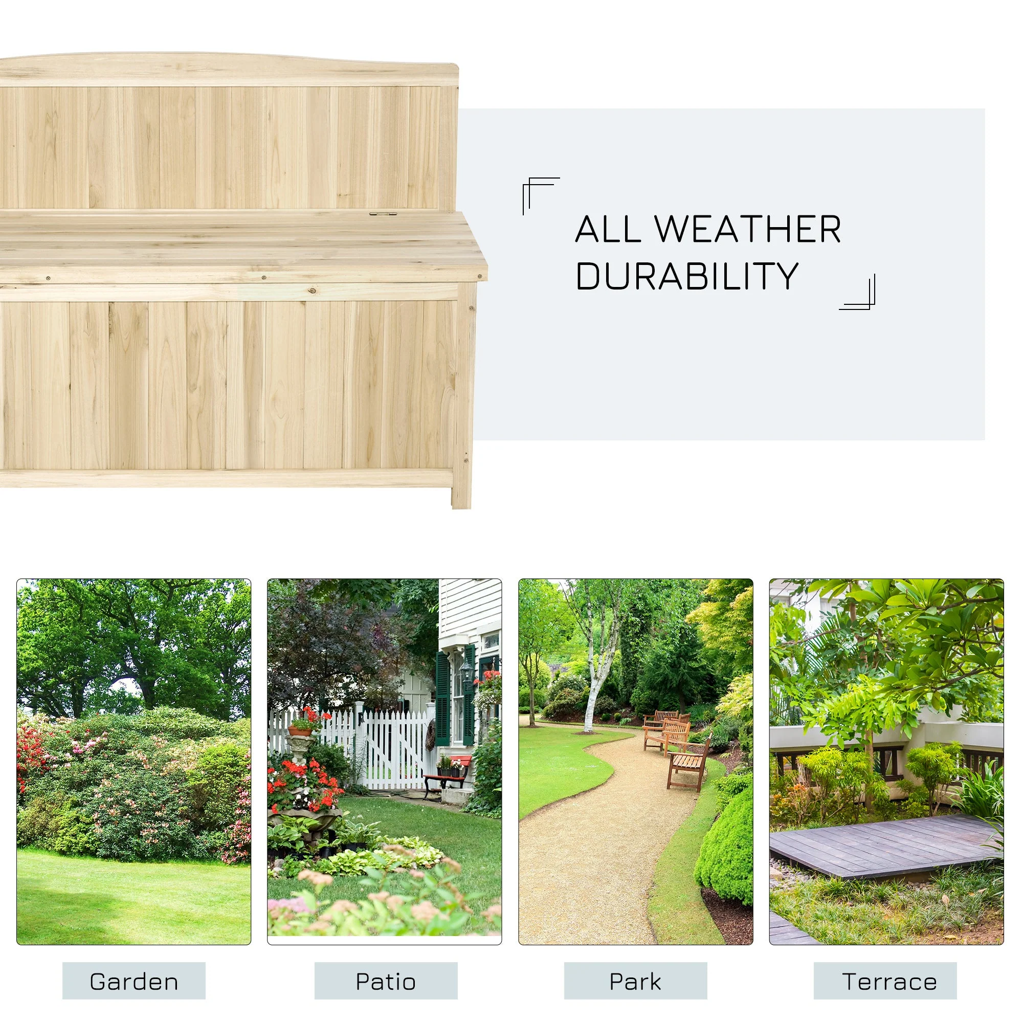 Wood Storage Bench for Patio Furniture - Image 7