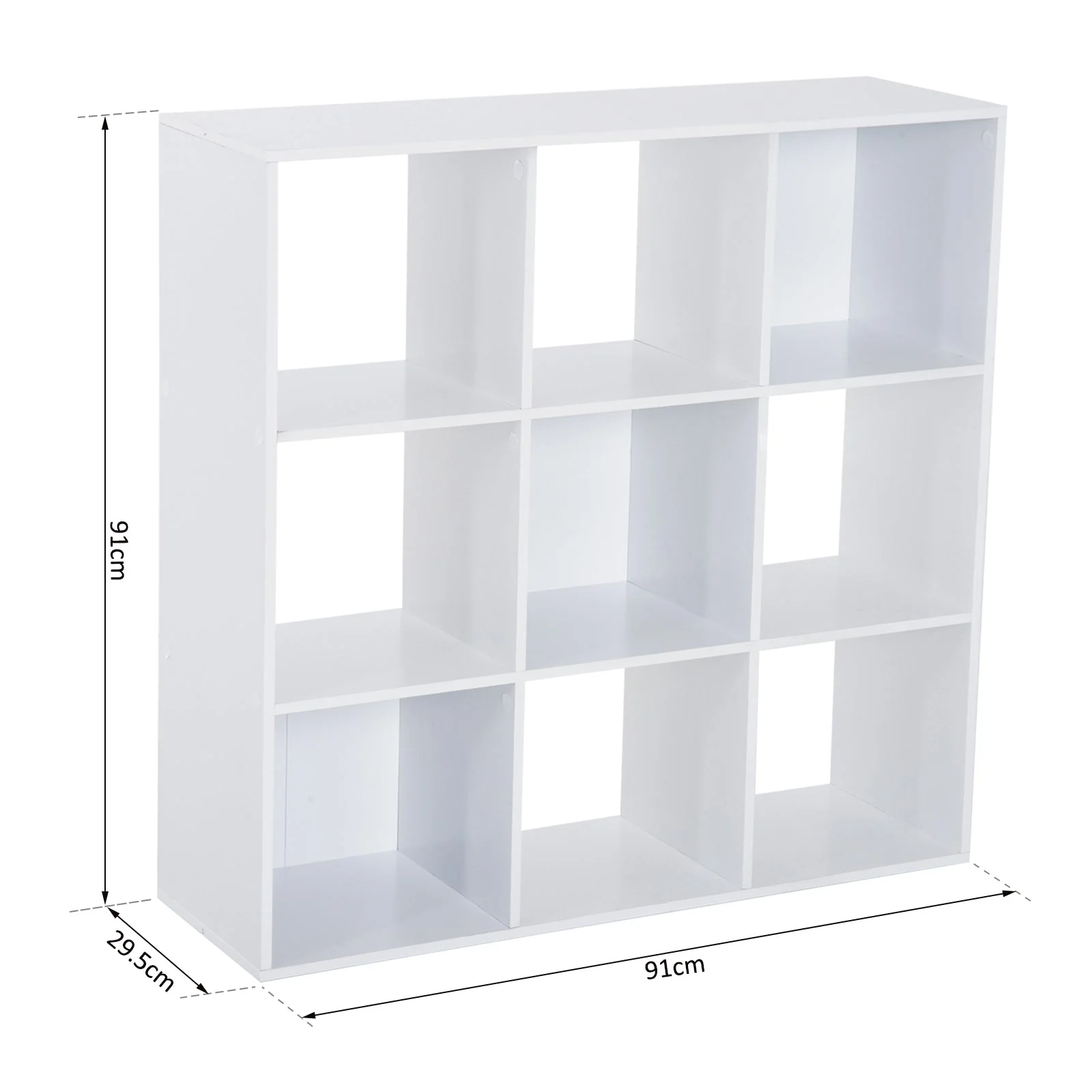 Wooden 9 Cube Storage Cabinet Unit 3 Tier Bookcase Shelves Organiser Rack Display - White - Image 3