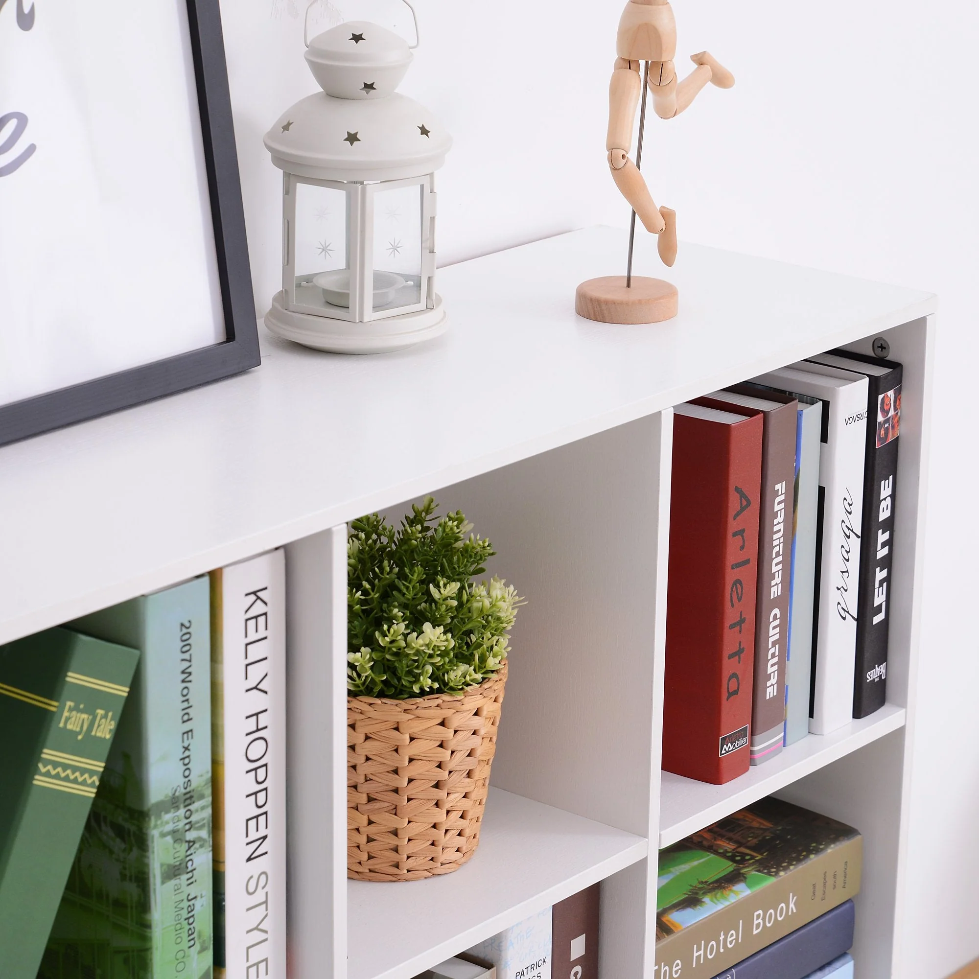 Wooden 9 Cube Storage Cabinet Unit 3 Tier Bookcase Shelves Organiser Rack Display - White - Image 7