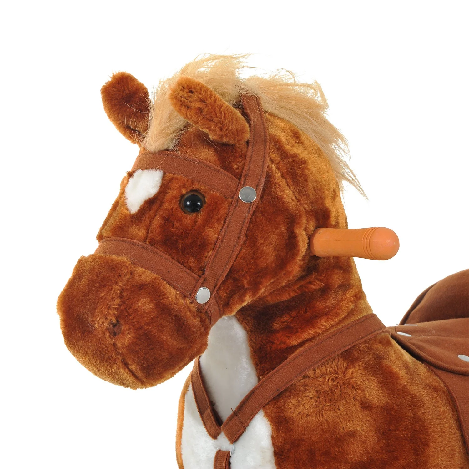 Wooden Action Pony Wheeled Walking Horse Riding Little Baby Plush Toy Wooden Style Ride on Animal Kids Gift w/Sound Brown - Image 8