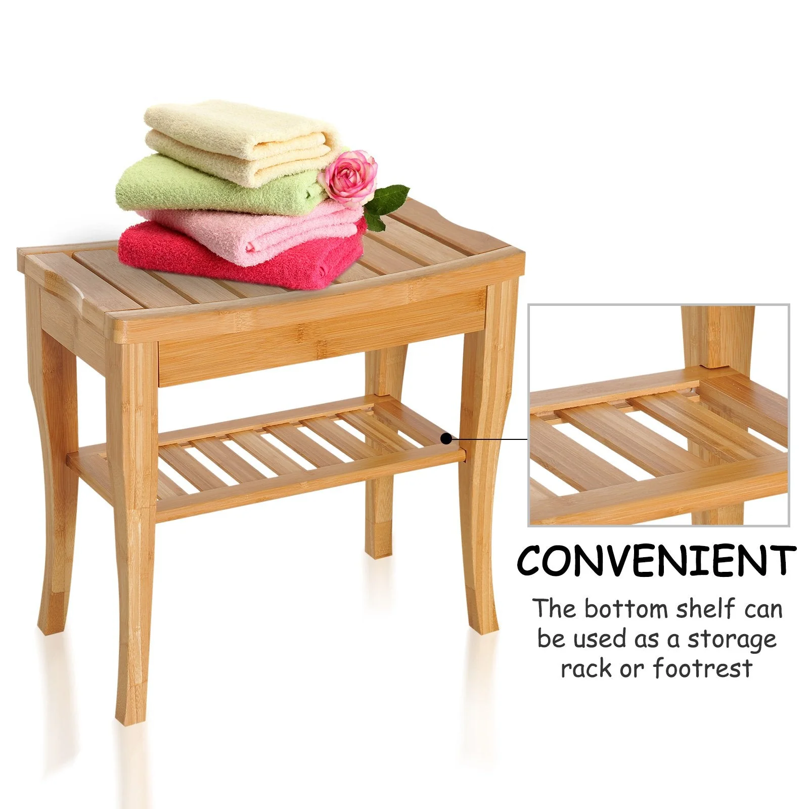 Wooden Bathroom Shower Bench - Image 7