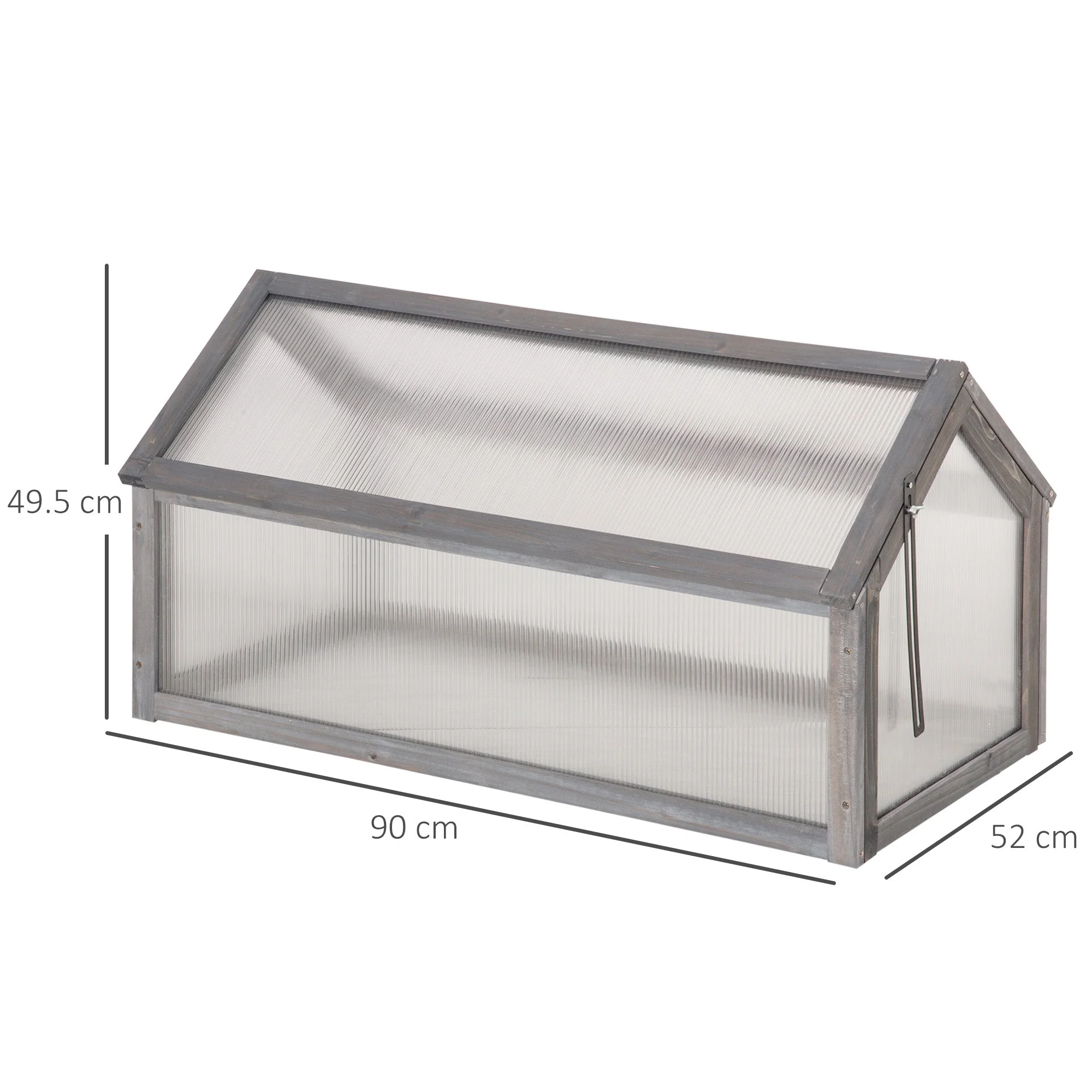 Wooden Cold Frame Garden Polycarbonate Greenhouse with Openable Top Cover - Image 3