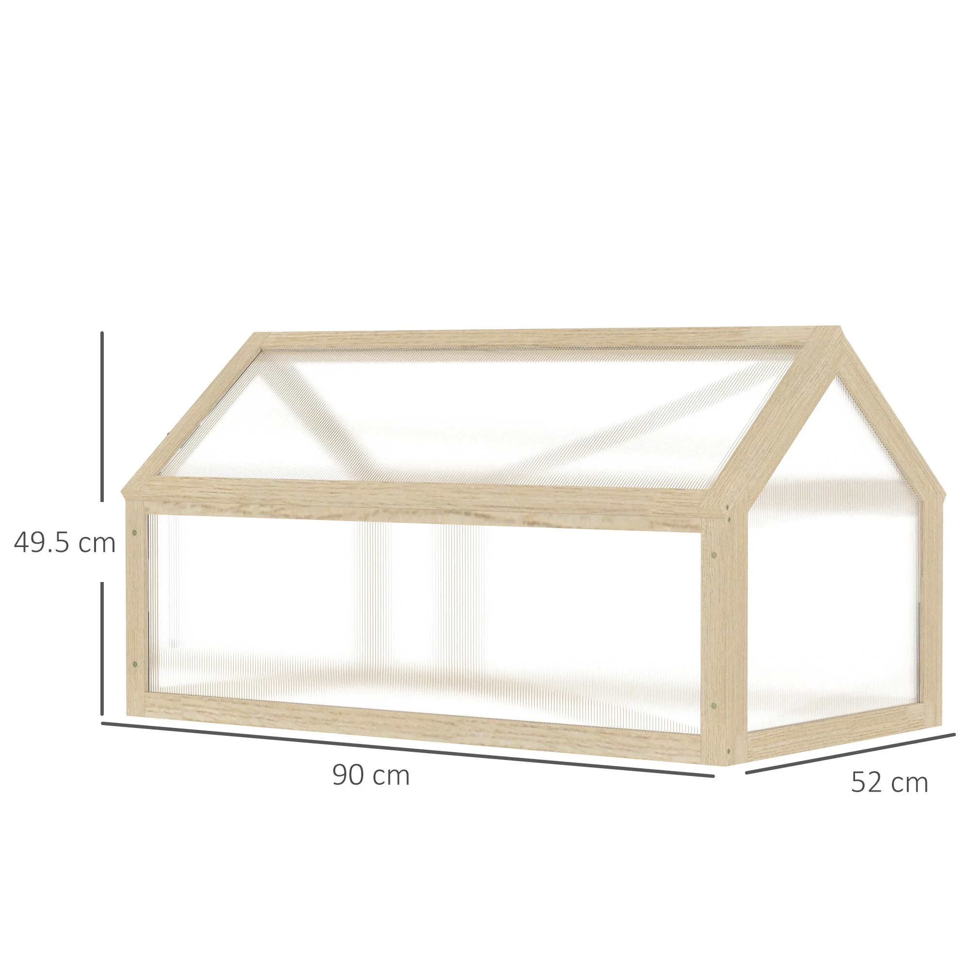 Wooden Cold Frame Garden Polycarbonate Greenhouse with Openable Top Cover - Image 3