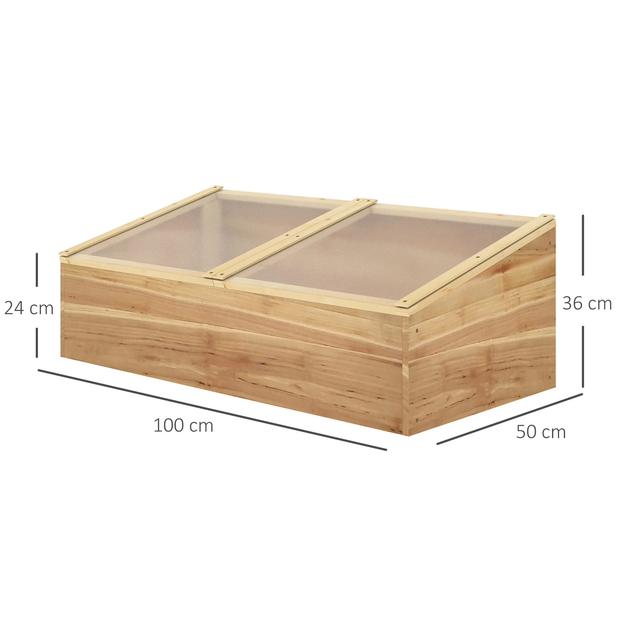 Wooden Cold Frame Greenhouse Garden Polycarbonate Grow House with Independent Openable Top Covers for Flowers - Image 3