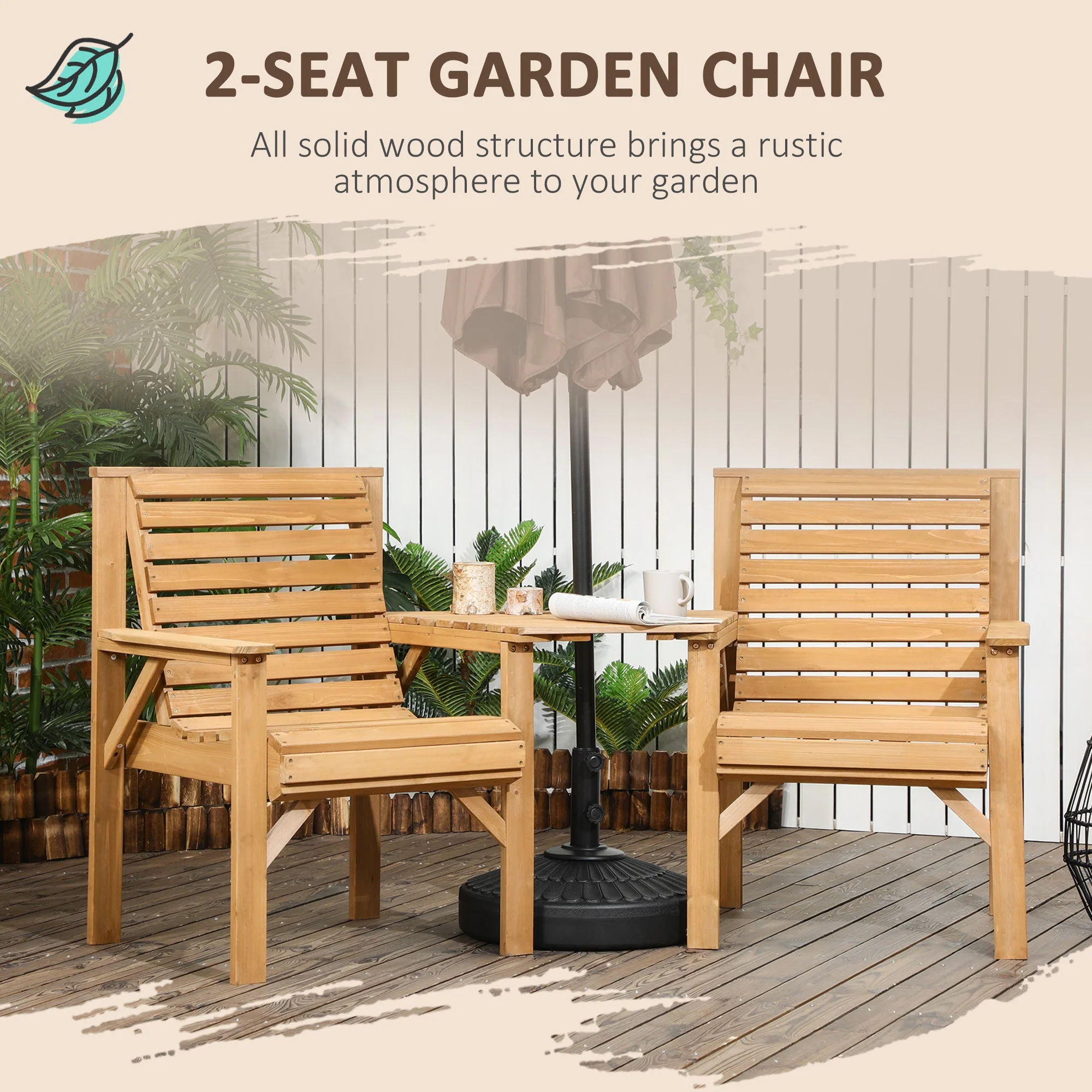 Wooden Garden Love Seat - Image 3