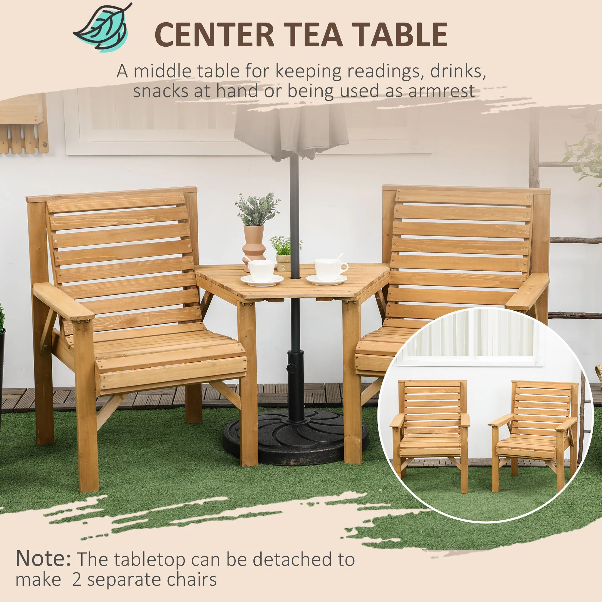 Wooden Garden Love Seat - Image 5