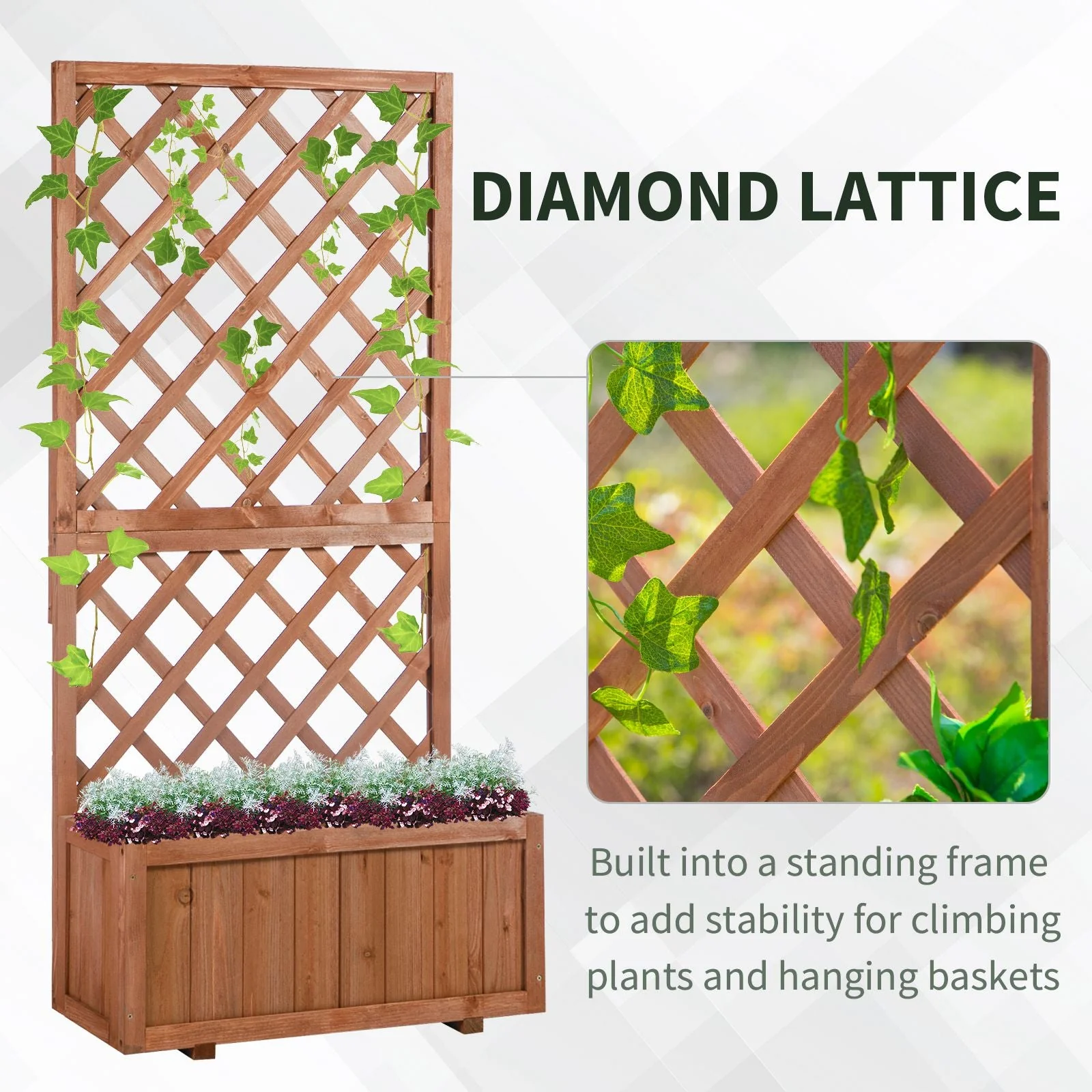 Wooden Gardening Display Flower Planter Stand Trellis Shelf - Image 4