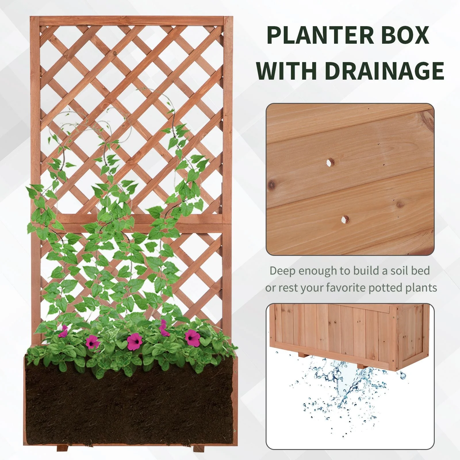 Wooden Gardening Display Flower Planter Stand Trellis Shelf - Image 5