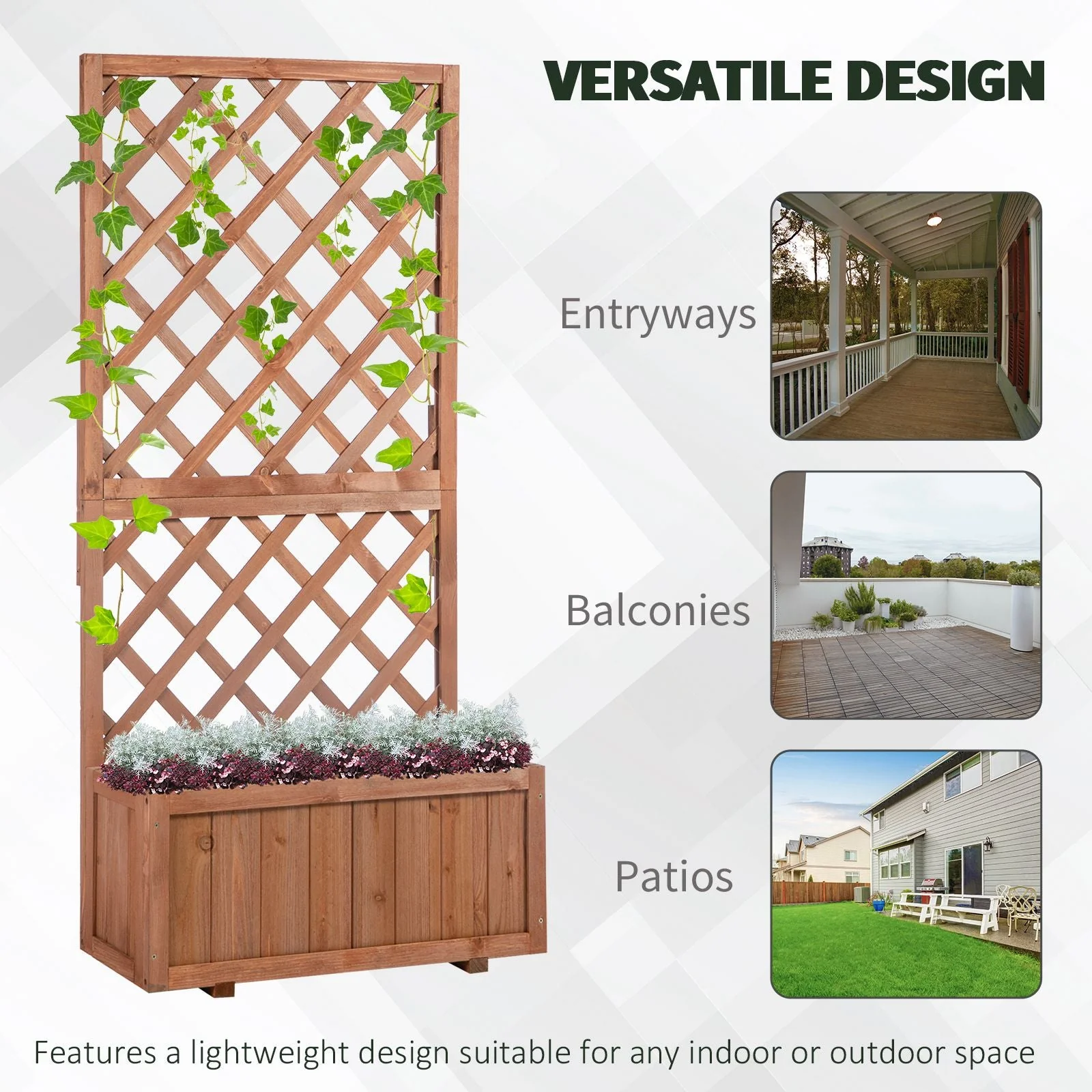 Wooden Gardening Display Flower Planter Stand Trellis Shelf - Image 6