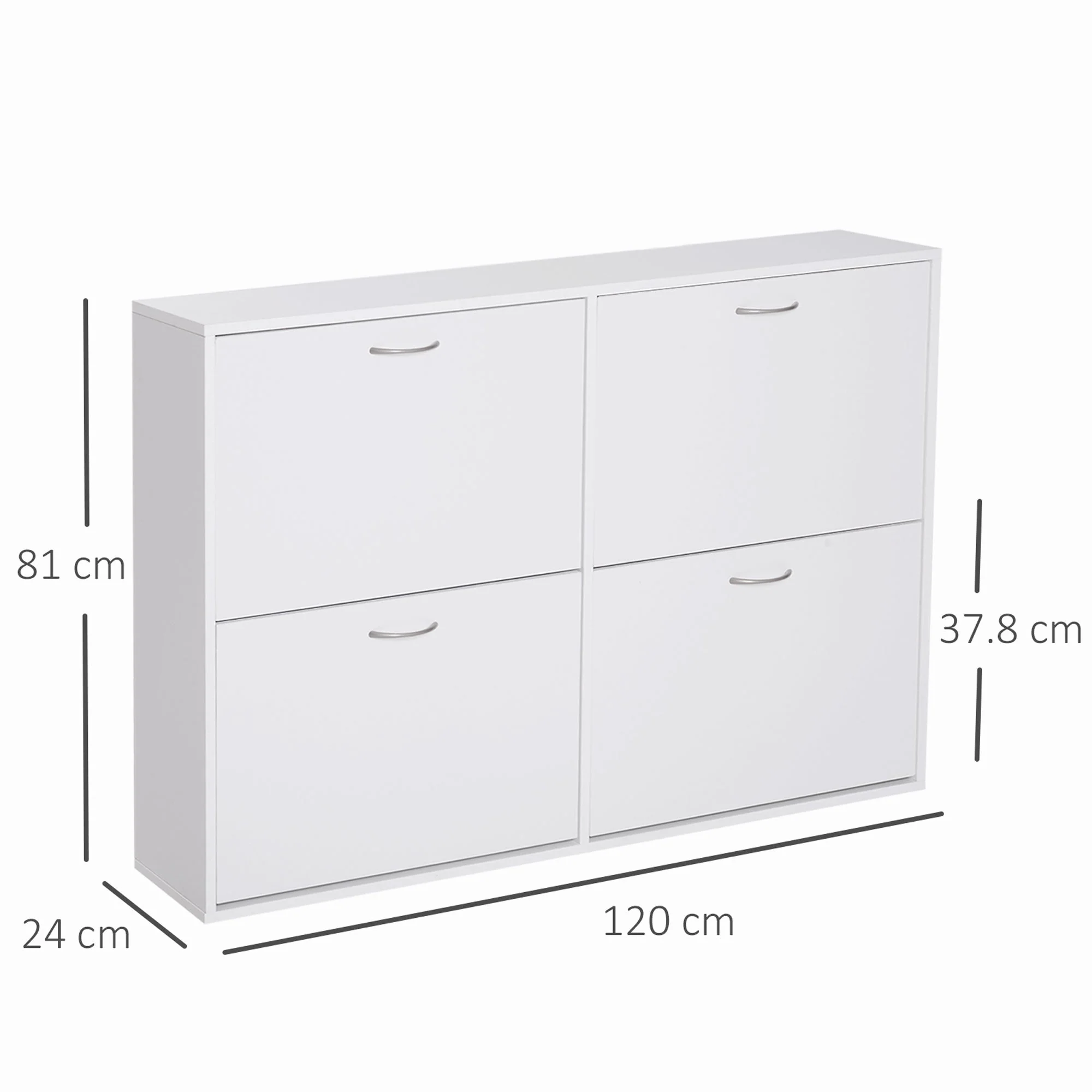 Wooden Modern Design 4 Drawer Shoes Cabinet Pull Down Shelf Storage Organiser - White - Image 2