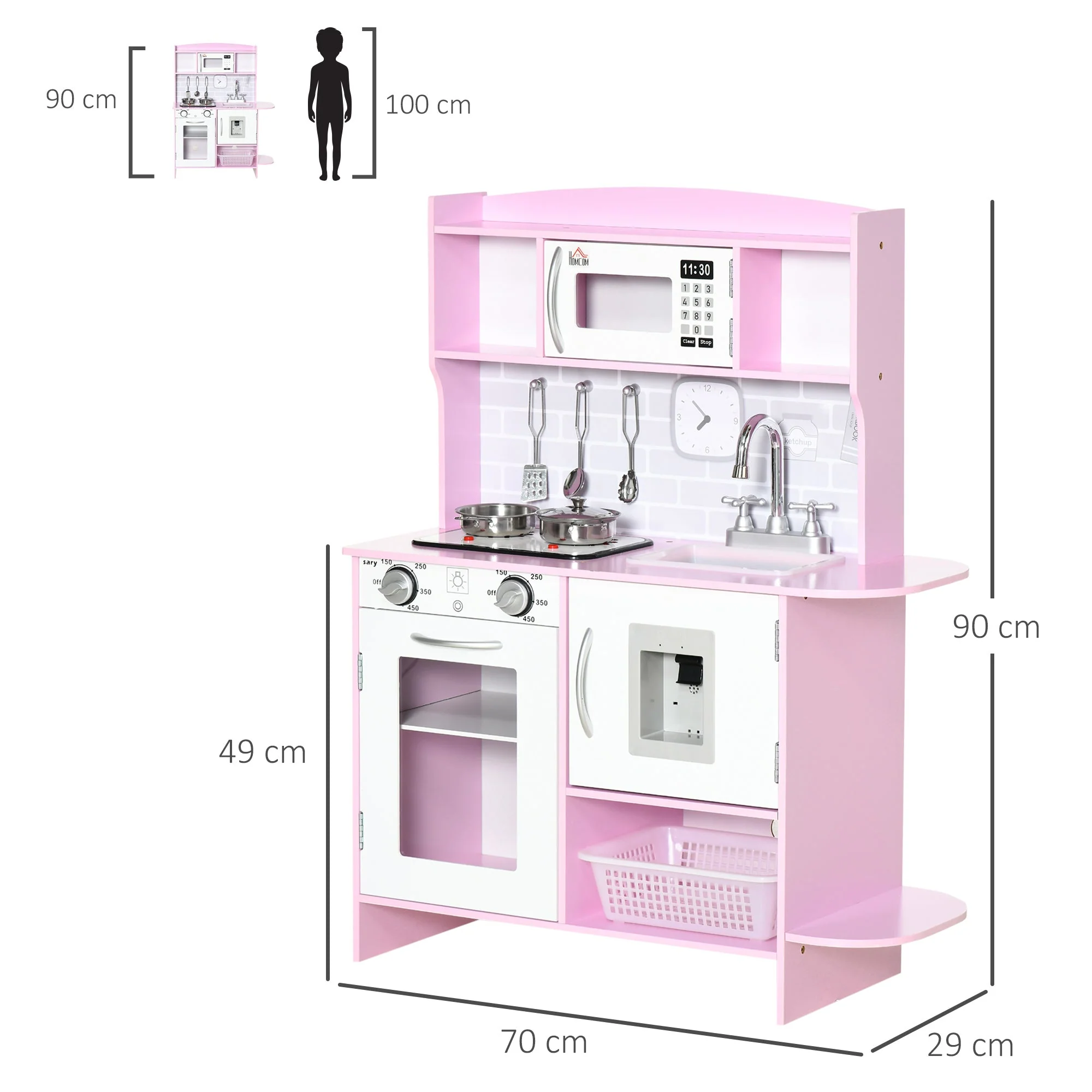 Wooden Play Kitchen with Lights Sounds - Image 2
