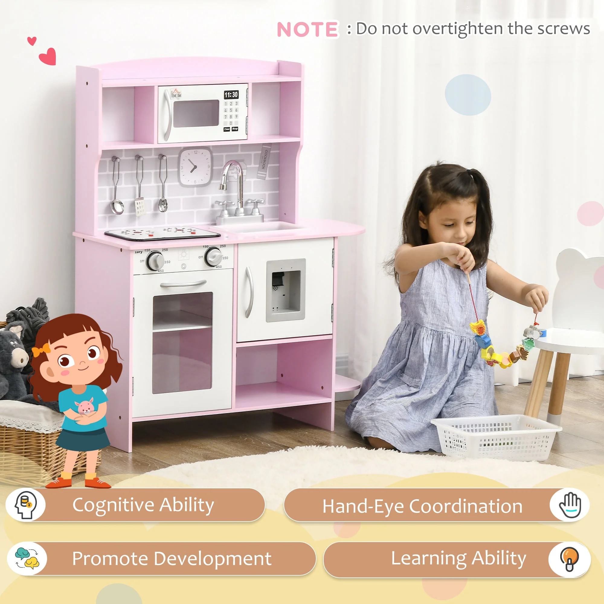Wooden Play Kitchen with Lights Sounds - Image 5