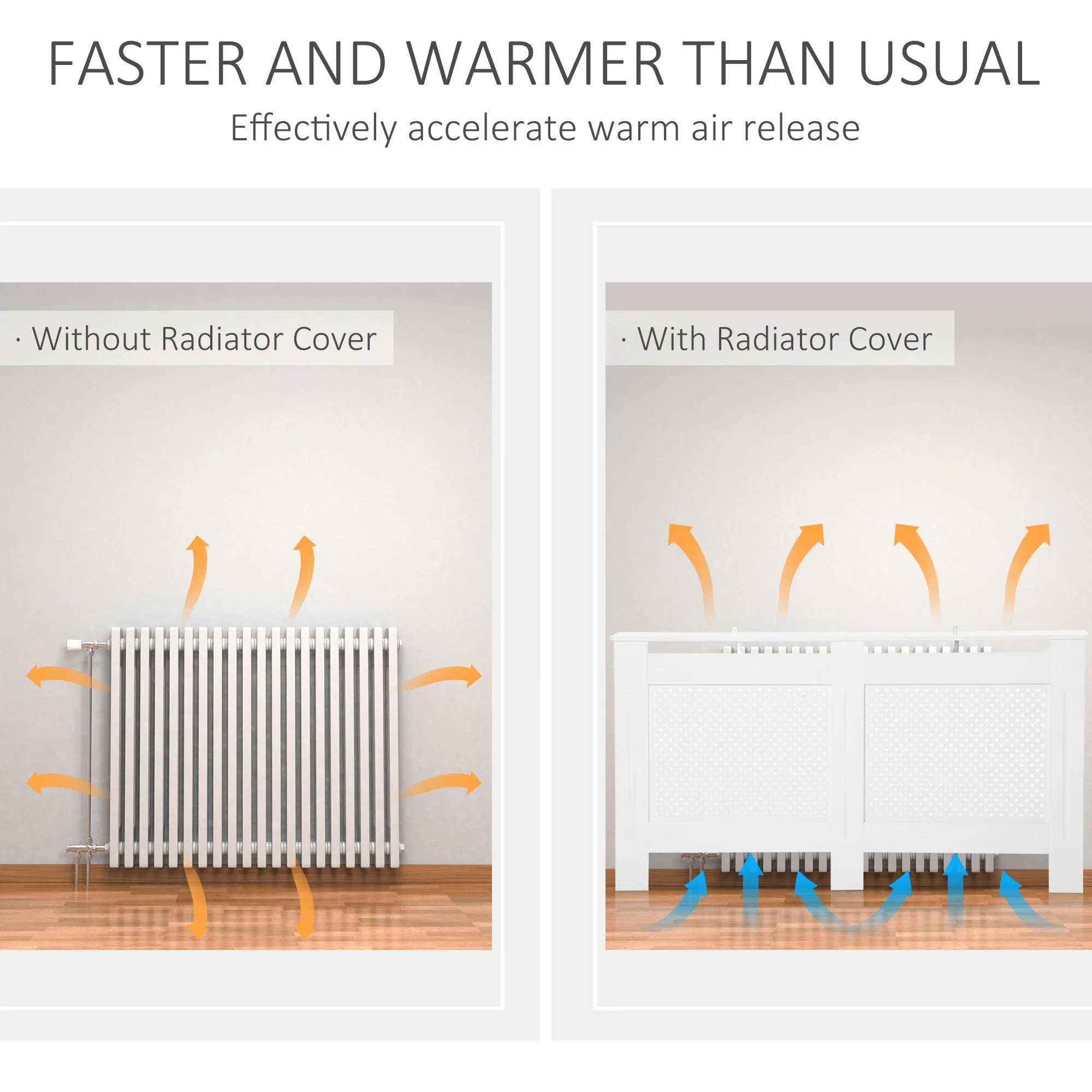 Wooden Radiator Cover Heating Cabinet Modern Home Furniture Grill Style White Painted Large - Image 4