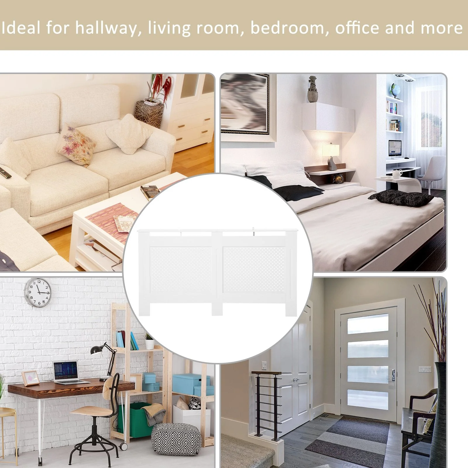Wooden Radiator Cover Heating Cabinet Modern Home Furniture Grill Style White Painted Large - Image 5
