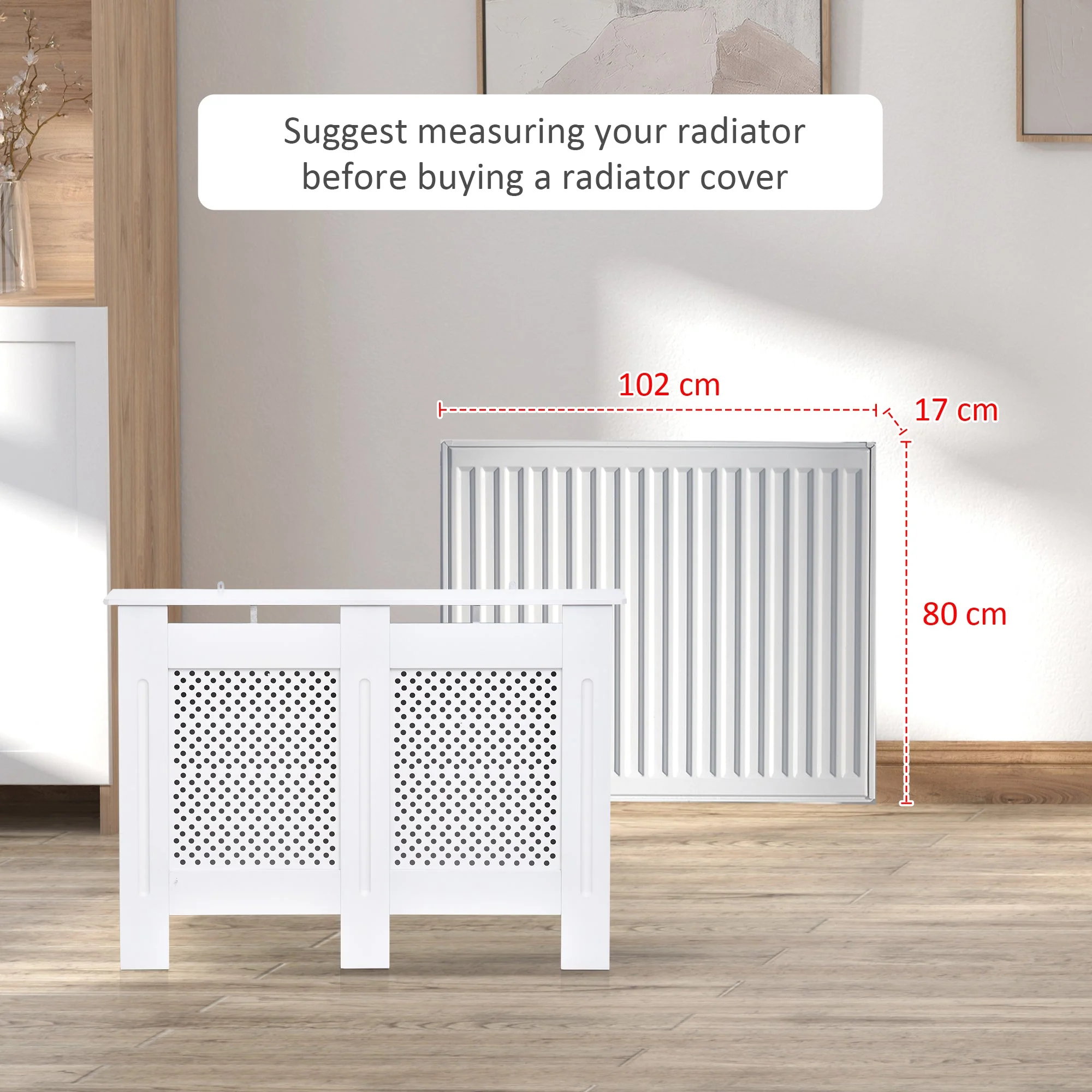 Wooden Radiator Cover Heating Cabinet Modern Home Furniture Grill Style White Painted Medium - Image 4